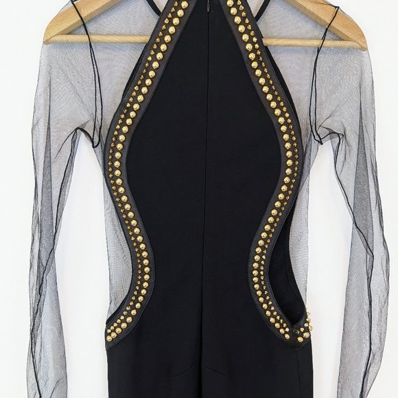 Philipp Plein Couture Limited Edition Black Dress Mesh Studs Leather - Picture 8 of 15